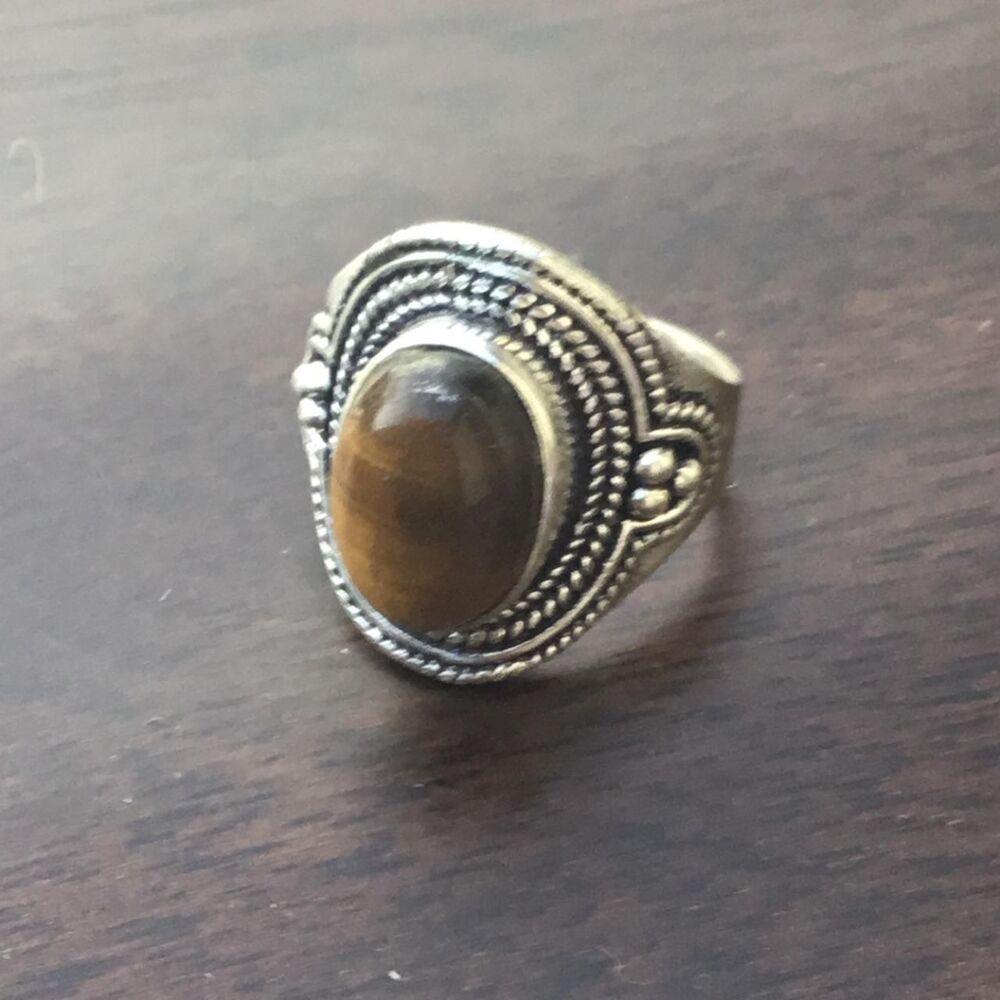 Size 8.5 Boho Hippie Chunky Tiger's Eye Ring